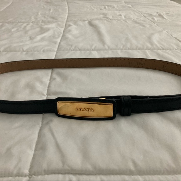 FANCY BLACK LEATHER PRADA BELT - Picture 2 of 9